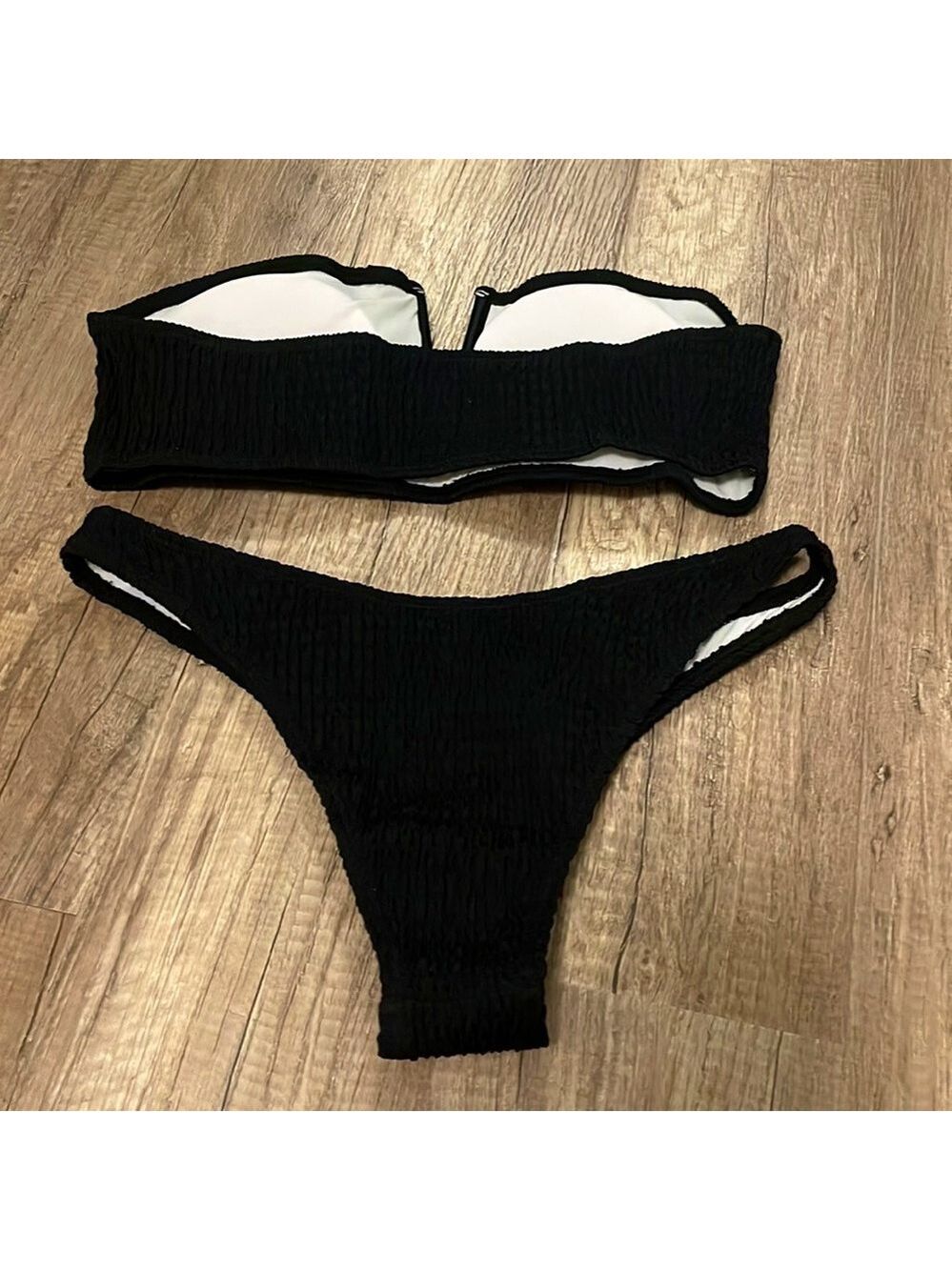 New Black Strapless Ruffle Bikini - Picture 2 of 2